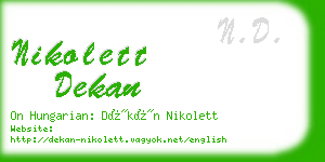 nikolett dekan business card